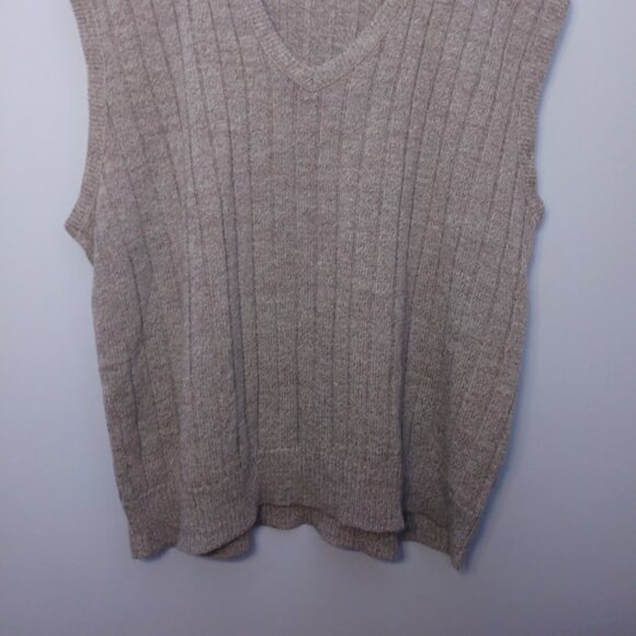 Vintage Sweater Vest Eclectic Grandpa Brown M/L Streetwear 70s 80s Ribbed Knit - Picture 2 of 10